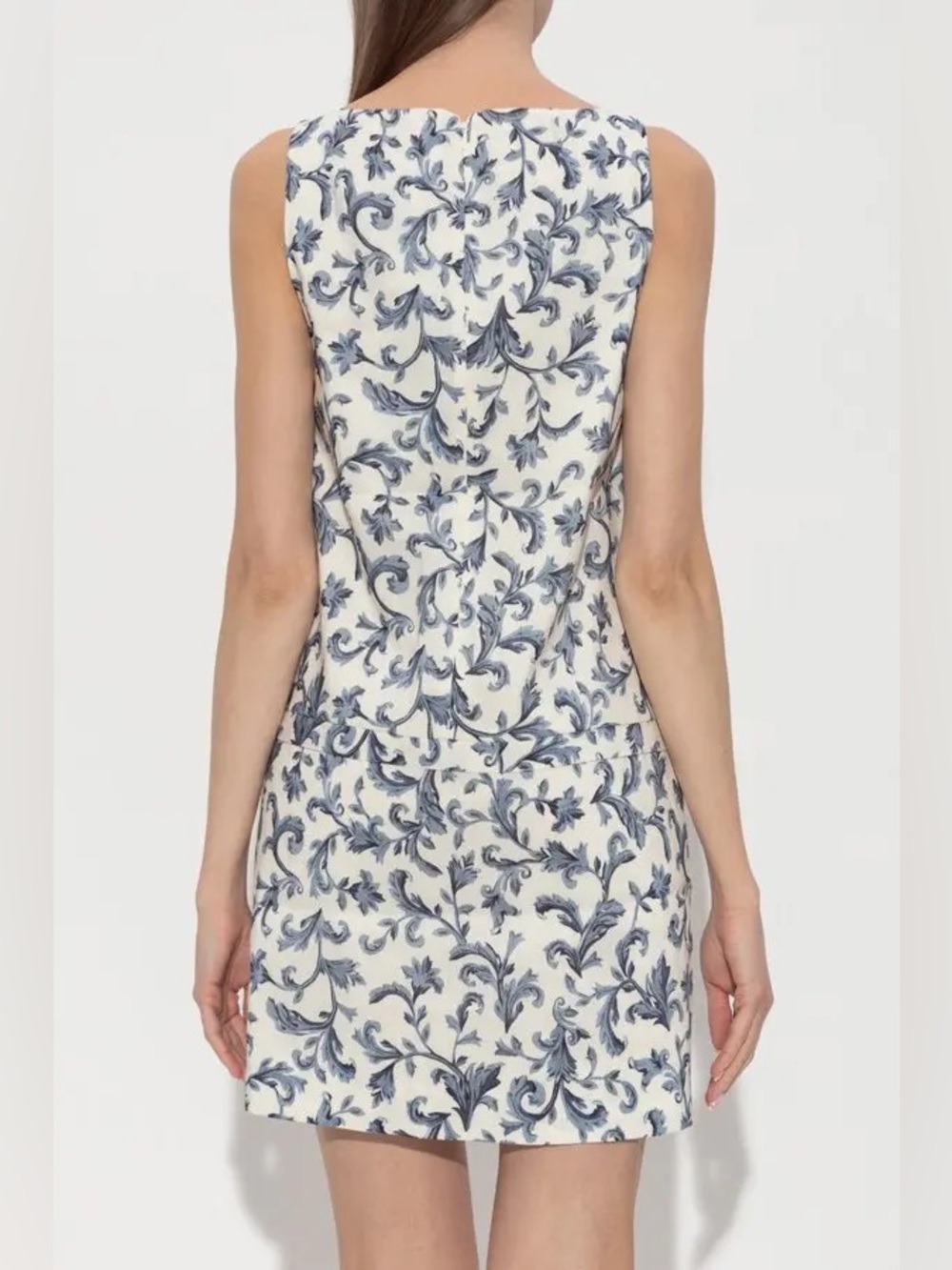 NWT Posse Rue Shift Mini Dress Blue Baroque Linen Silk Womens Size S - Picture 5 of 12